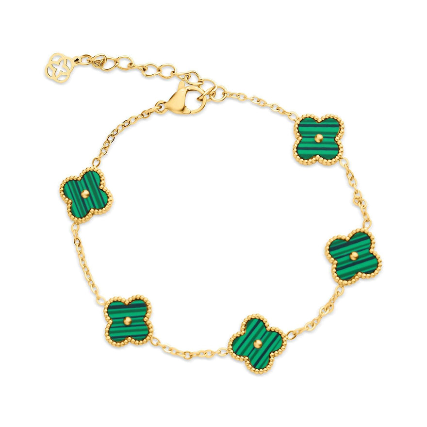 Green four-leaf clover bracelet