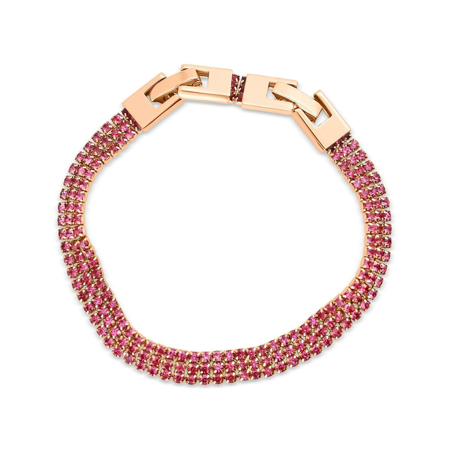 Pink three-row tennis bracelet, 6 mm