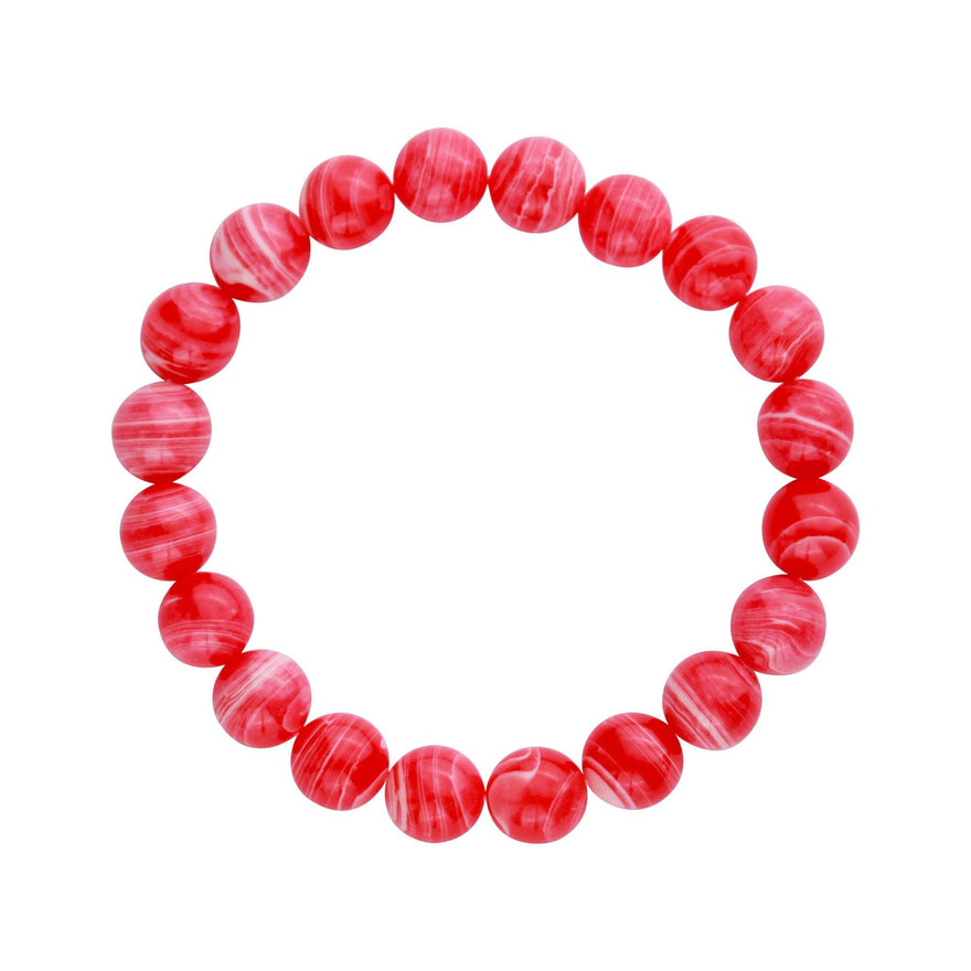 Imitation rhodochrosite bead bracelet