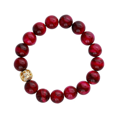 Pink tiger's eye bead bracelet