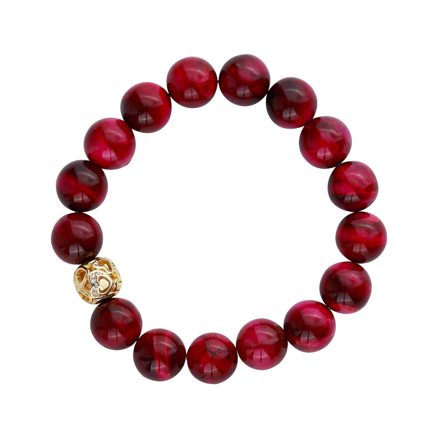 Pink tiger's eye bead bracelet