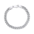 Men's curb chain bracelet with platinum plating, shiny facets and a lobster clasp