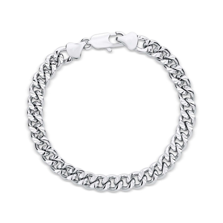 Diamond-cut curb chain bracelet, 7 mm