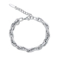 Platinum-plated women's bracelet with textured double links, lobster clasp and extender chain
