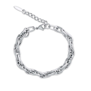 Textured double-link chain bracelet