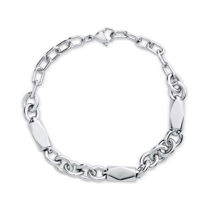 Faceted geometric link bracelet