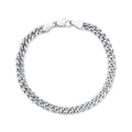 Shiny curb chain bracelet with diamond-cut links and platinum plating