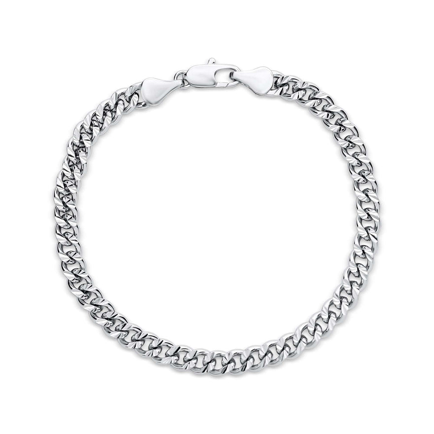 Faceted curb chain bracelet, 5 mm