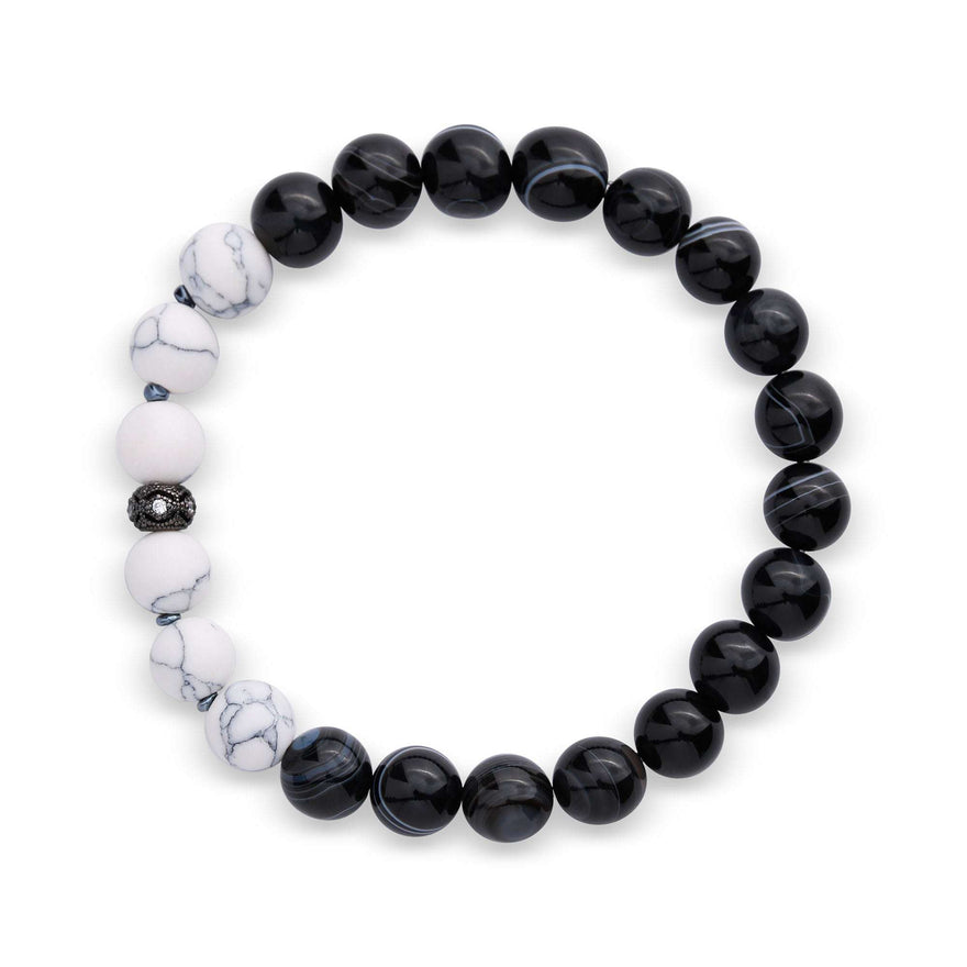 Agate and imitation howlite bracelet