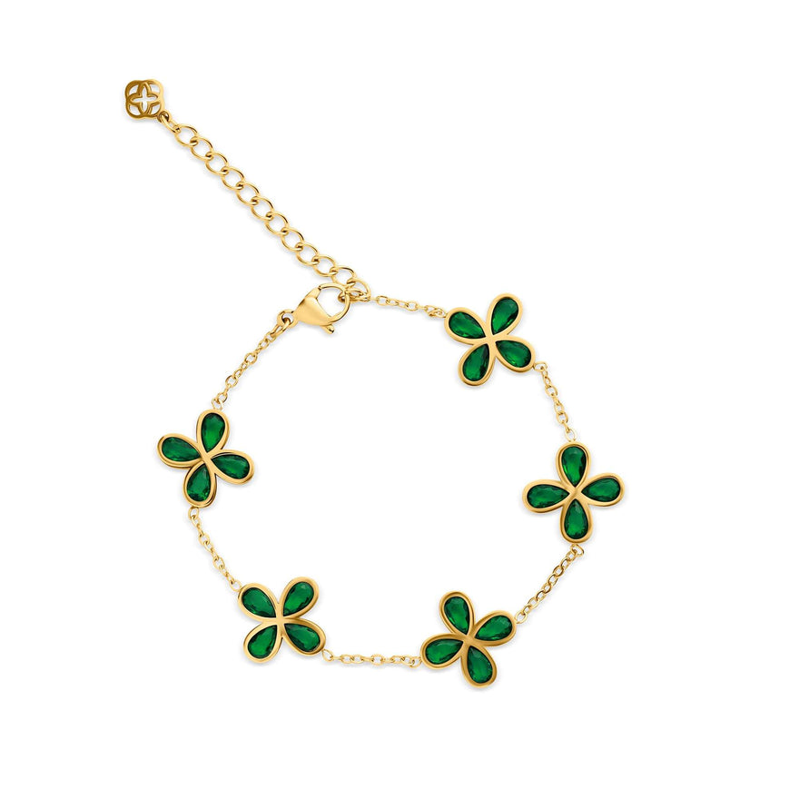 Green four-leaf clover bracelet