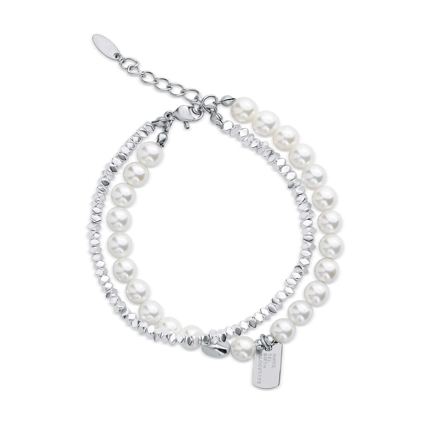 Double-strand faux pearl bracelet