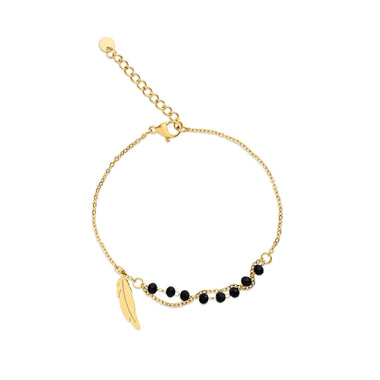 Double-chain feather charm bracelet