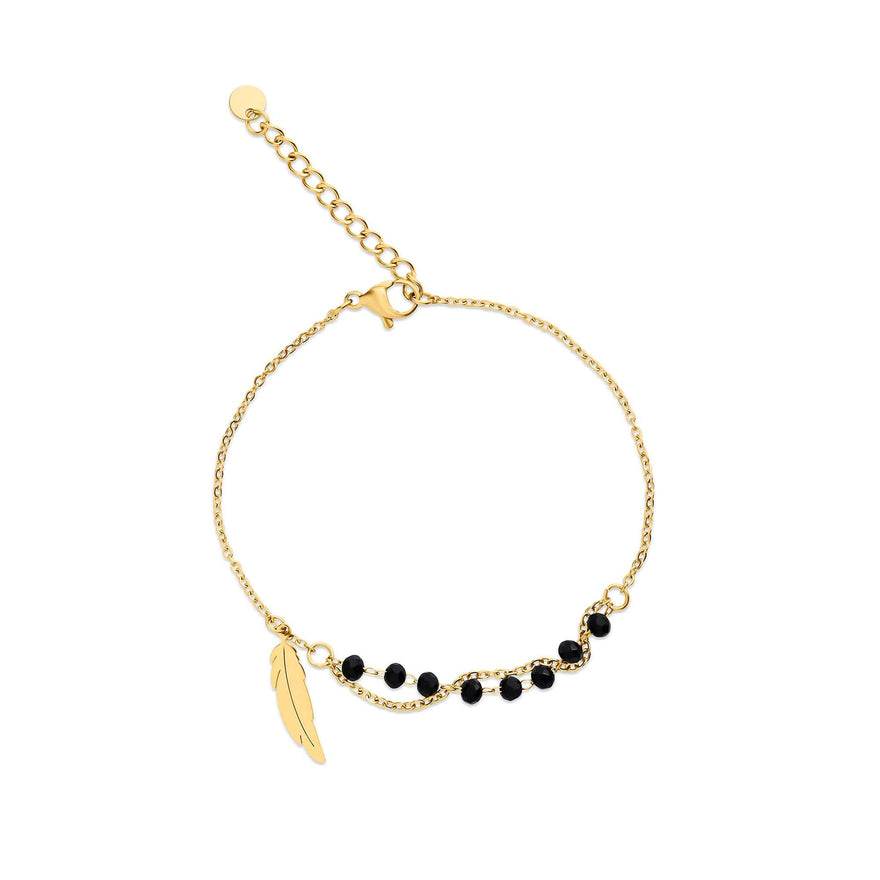 Double-chain feather charm bracelet