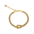 Gold-plated bracelet of two twisted chains with a bold knot and lobster clasp