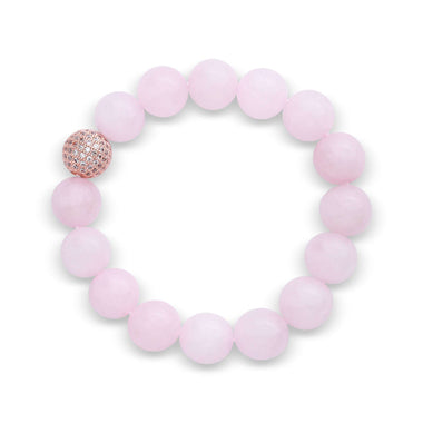 Rose quartz bracelet with a pavé bead