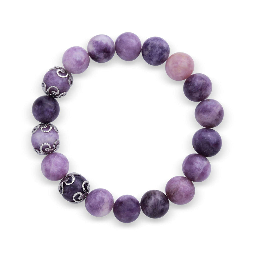 Purple lepidolite bead bracelet