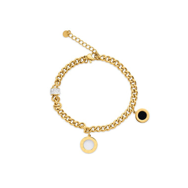 Black and white enamel charm bracelet