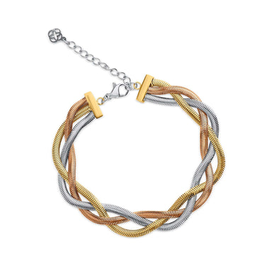 Three-tone braided chain bracelet