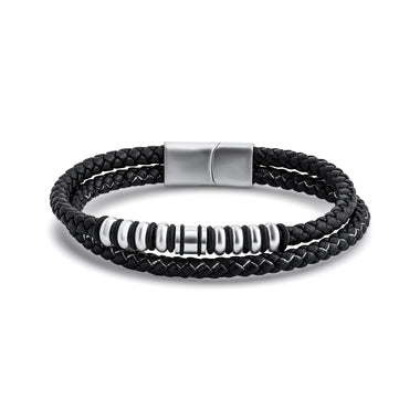 Double braided leather bracelet