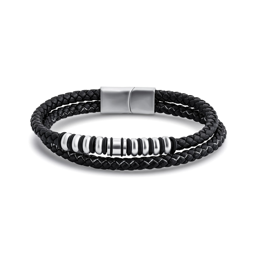 Double braided leather bracelet